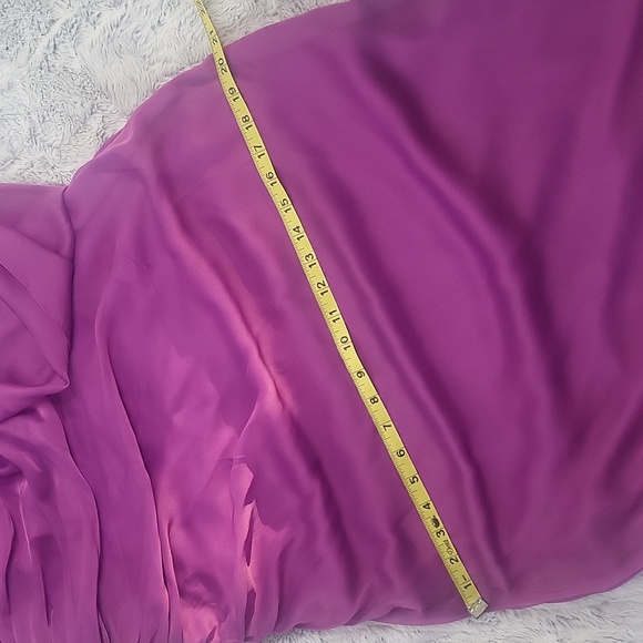 Tadashi Shoji fuschia column one shoulder gown sz 12 - Picture 13 of 16
